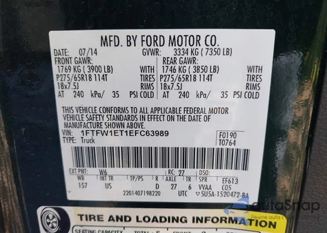 2014 Ford F-150 Xlt z USA, uszkodzony, nr VIN 1FTFW1ET1EFC63989